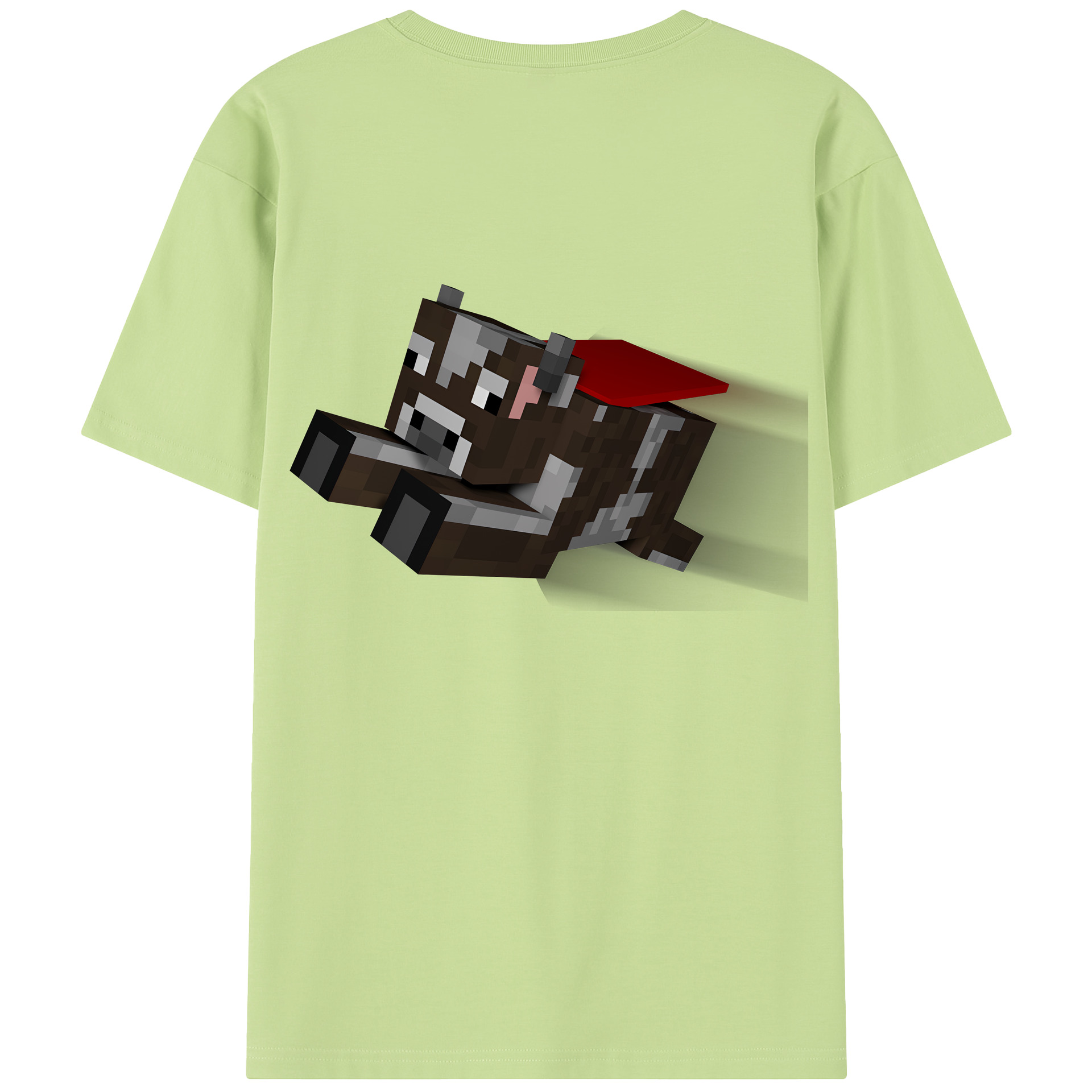 （画像用） マインクラフト ブロックの世界 Minecraft MC Block world 綿100％半袖Tシャツ（背面プリント）